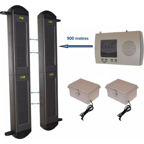 Kit alarme périmétrique installation sans soleil - Barrières infrarouges 900 mètres 2B + blocs d'alimentation (gamme FX)