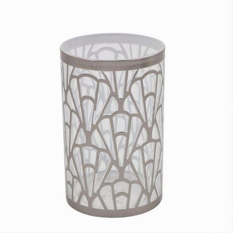 TRADE SHOP - Bicchiere Porta Spazzolini Accessorio Bagno Argento Contemporaneo Arredo 59101 -