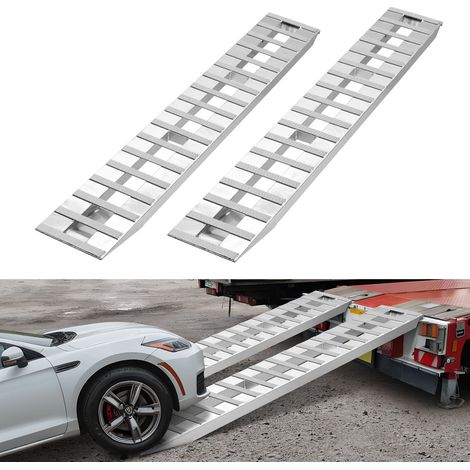 Rampe de Chargement en Aluminium 2PCs 274,5x38 cm, Rampe d’Accès pour Voitures avec Capacité de Charge 4535,9 kg, pour VTT Moto Remorque Tracteur Tondeuse à Gazon, avec Plaques Antidérapantes (1/5)