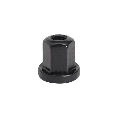 Ecrou hexagonal à embase, Filetage : M18, 6 pans cote s/plats 27 mm, Cote e 30,10 mm, Hauteur m : 27 mm, Hauteur a : 5,0 mm, Ø d'embase d1 : 34 mm (1/5)