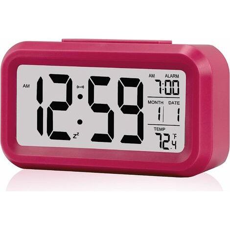 Sveglia, piccola sveglia digitale, display con calendario e funzione snooze, visualizzazione della temperatura e allarme, facile da installare vicino al letto (rosso) (1/5)