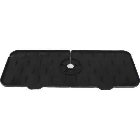 [Accesorios para fregadero] - [Protector de silicona para fregadero] [37,3 x 14,5 cm] [Negro] - Alfombrilla absorbente y lavable para grifos, fregaderos de cocina y baño, bandeja recolectora de agua c (1/5)