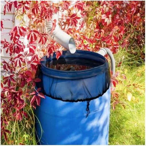 Housse rouge pour seau de pluie, Ø 95 cm, avec corde et couvercle ajustable, anti-moustiques et feuilles (1/4)