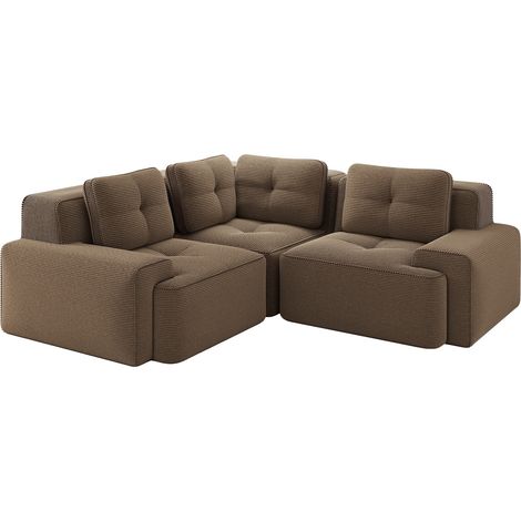CAIziCanapé sans cadre pour salon, canapé de bureau, canapé modulable combinable, canapé profond rembourré et confortable en velours côtelé, sans montage requis, design antidérapant, marron (1/5)
