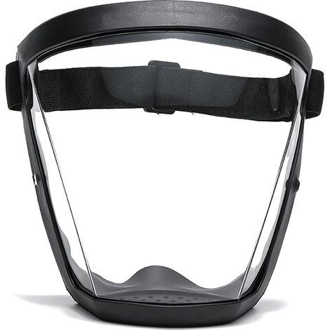 Masque facial super protecteur, masque antibuée, masque facial transparent pour adulte, masque facial en plastique (noir) (1/4)