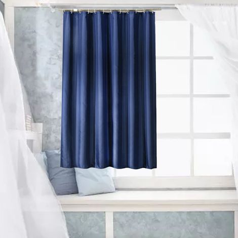 Rideau de douche imperméable avec crochets, rideau de douche moderne en polyester épais pour salle de bain à domicile ou à l'hôtel, bleu foncé (1/5)