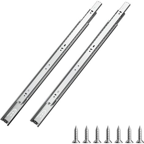 Glissières de Tiroir, 10 Paires, Coulisses de Tiroir à Billes à Montage Latéral 500 mm Capacité de Charge 45 kg, Rail de Guidage en Acier au Carbone à Extension Complète pour Armoire Cuisine (1/5)