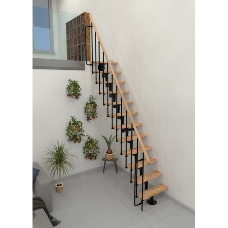 Minka Mittelholmtreppe Joker 35 - 304cm Geschosshöhe Buche Schwarz