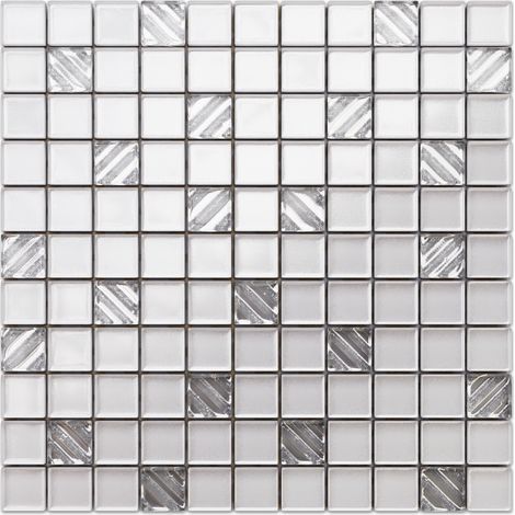 Glasmosaik auf Netz für Bad Küche 30 x 30 cm - White pastry (1/5)