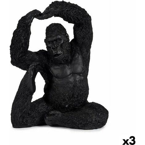 Gift-decor Yoga Gorilla Figurine Décorative Noir Lot 3