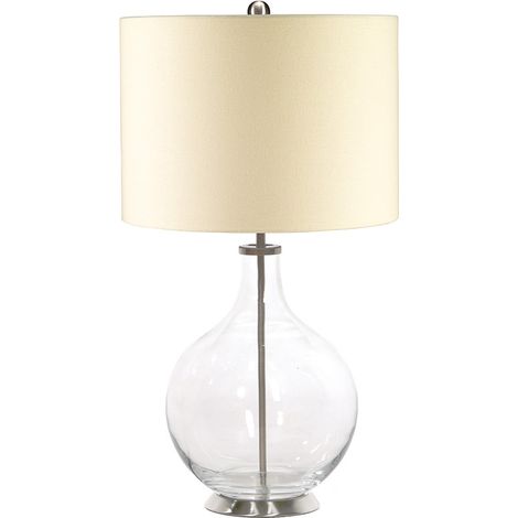 Tischlampe Wohnzimmerlampe Schreibtischlampe Beistelllampe Glas Leinen H 67 cm (1/2)
