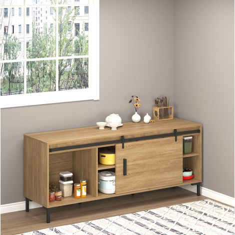 Schiebetür-Set 200 cm aus schwarzem Stahl mit Zubehör, OKMYHOME (1/5)