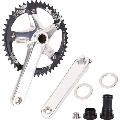 Pédalier intégré creux BCD144MM, plateau 48 dents, compatible avec les transmissions 8 à 12 vitesses, noir et argent. (1/5)