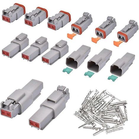 Connecteurs électriques (8 jeux) à 2 broches, étanches, gris, pour câbles 16-20 AWG, mâles et femelles. (1/4)