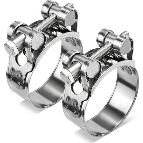 Lot de 2 et 4 colliers de serrage articulés en acier inoxydable, plage de serrage 52-55 mm, largeur de bande 22 mm, W4 (52-55 mm 2 pièces) (1/5)