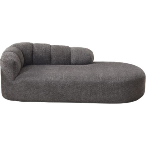 FurnitureR 204 cm lange Chaiselongue in Anthrazit mit weicher Chenille, tiefem Schaumsitz und geschwungenem Rücken (1/5)