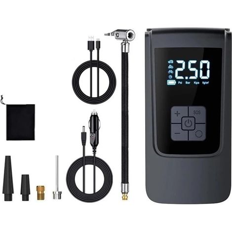 Gonflateur de pneus de voiture portable Compresseur d'air filaire/sans fil 6000mAh sans fil DC12V 150PSI Pompe à air à pneus (1/3)