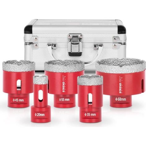 Satz Lochsägen Strend Pro Premium DCB11S5, 20-35-45-55-68 mm, M14, Diamant, Dosenbohrer, professional (1/4)