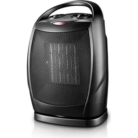 Radiateur électrique, radiateur en céramique, radiateur soufflant portable pour bureau avec thermostat réglable et protection contre la surchauffe, certifié ETL pour la cuisine, 1 500 W (noir) (1/5)