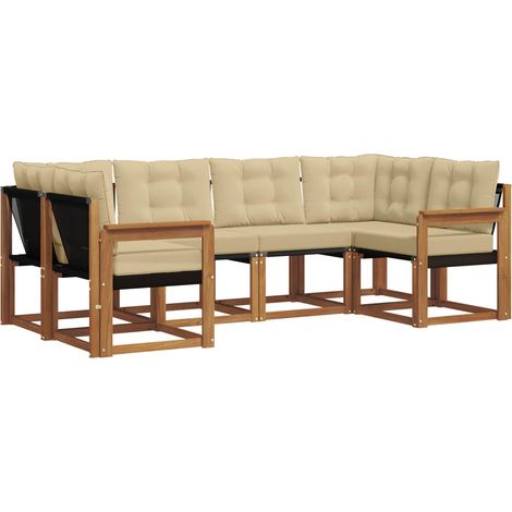 Outdoor Sofa Set with Cushion 6 pcs Natural and Beige vidaXL