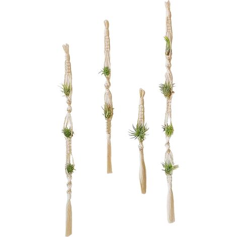 Porte œillets aérien, suspension pour plantes en macramé avec pompons (1/5)