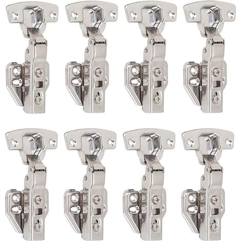 Charnières à recouvrement total à 100 degrés avec amortisseur intégré et mécanisme de fermeture automatique pour portes de placards de cuisine, lot d