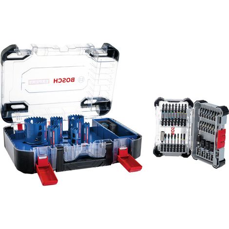 Bosch Professional – Jeu de scies cloches Tough Material 9 pces – Diamètres 22 à 68 mm – Pour découpe précise dans divers matériaux – Set d'embouts PRO Impact 36 pces
