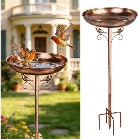 Bain d'oiseaux Abreuvoir Exterieur,Mangeoire Oiseaux Exterieur,Abreuvoir Oiseaux Exterieurs Métal,Bains pour Oiseaux Sauvages,Decoration Jardin Amovible (1/5)