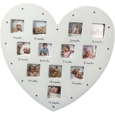 Cornice portafoto per neonati, cornice portafoto personalizzata, cornice portafoto "Il mio primo anno" con luce, cornice per 12 mesi (1/4)