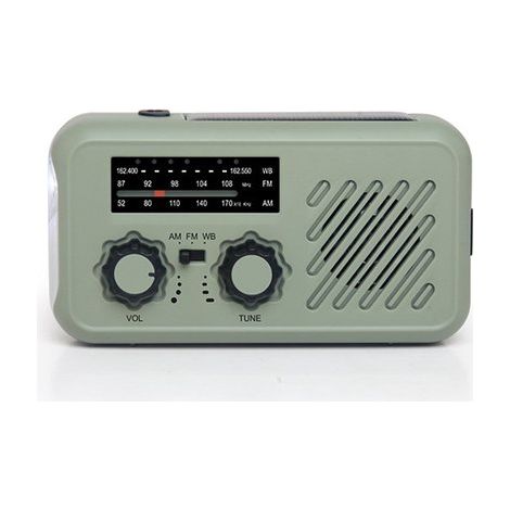 Radio portátil de emergencia - FM/AM, control manual/solar, lámpara LED, 2000 mAh, alarma SOS (1/5)