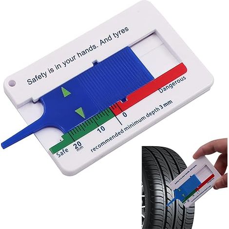 Tyre Tread Depth Gauge 0-20MM Plastic Tire Depth Gauge Easy Reading Gauge for Car Motorcycle Van Suv Trucks Blue (1/4)