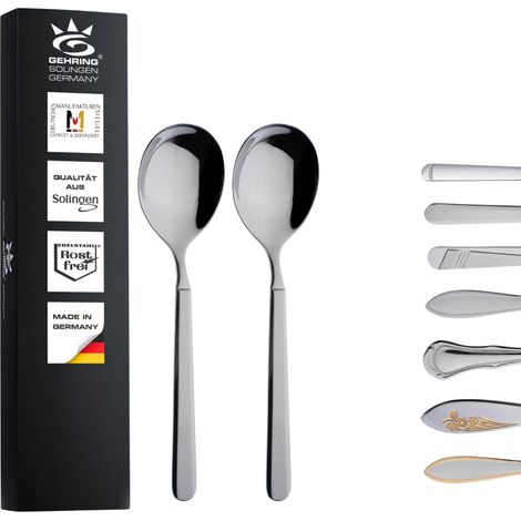 Lot de 2 cuillères à crème - Couverts en acier inoxydable - Petite cuillère à soupe - Passe au lave-vaisselle - Fabriqué en Allemagne (1/4)