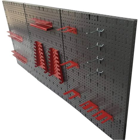 Juego de 25 ganchos metálicos, con longitudes de 12,5 cm y 9 cm, compatibles con paredes perforadas europeas. (1/5)