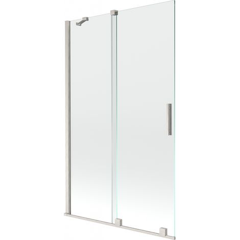 Paroi de baignoire coulissante 2 volets Mexen Velar 110 x 150 cm, transparent, nickel brossé - 896-110-000-01-97 (1/2)