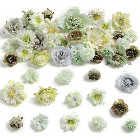 21 flores artificiales, Tonos rosa rojizos, Flores artesanales, Flores versátiles, Flores de plástico, Ideales para fiestas, playa y bodas (1/5)