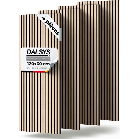 Panneau décoratif mural acoustique 120x60 cm – Lot de 4 pièces – Bois de chêne clair – Haute isolation sonore pour espaces de vie (1/5)