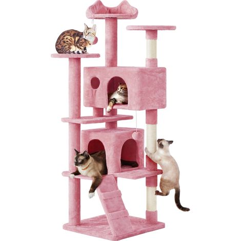Yaheetech – Arbre à chat 178 cm – 2 niches et 3 plateformes – Poteaux en sisal pour grattage – Base large pour stabilité (1/5)
