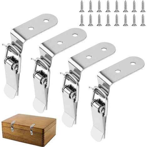 Fermeture à Levier à Pression,4 PCS Fermoir à Bascule en Acier Inoxydable Loquet à Bascule à 90 Degrés Verrous à Tension Loquet à Ressort pour Portes Fenêtres Meubles Boîtes (1/5)
