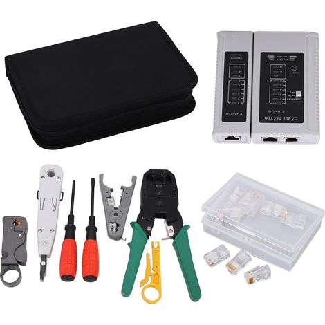 Trousse à Outils Réseau 9 en 1 Portable avec Sac de Rangement pour Connecteurs RJ45 RJ11 RJ12 (1/5)