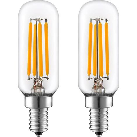 2 Pièces Ampoule LED E14 T25 ampoule tubulaire pour hotte aspirante, 4W = 40W, blanc chaud 2700K, pour réfrigérateur congélateur/micro-ondes/hotte