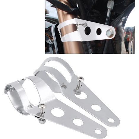 Support de phare moto 35-43mm, collier de fourche chromé, kit fixation pour Chopper Cafe Racer (1/5)