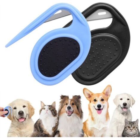 Ensemble de peignes démêlants animaux poils longs - Lot de 2 lames acier inoxydable - TPR PP garantie non toxique (1/4)