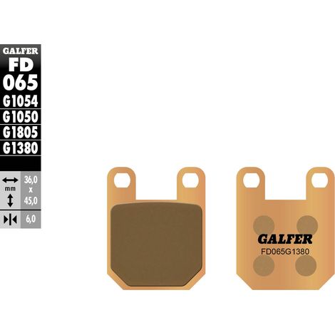 Plaquettes de frein Galfer KH115 en métal fritté (or) pour scooter