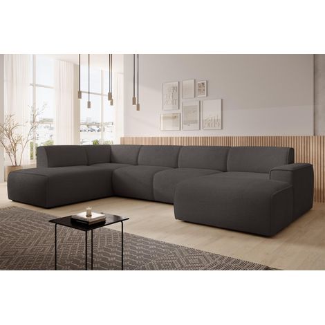 AX LIVING XXL Sofa U Form Didim Grau 378cm breit modern & großzügig L