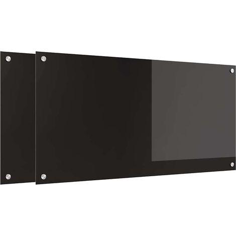 Salpicadero de cocina 2 pcs Negro 100 x 50 cm vidrio templado vidaXL