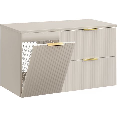 Meuble sous-vasque 100cm panier à linge Adriel Cachemire (1/3)