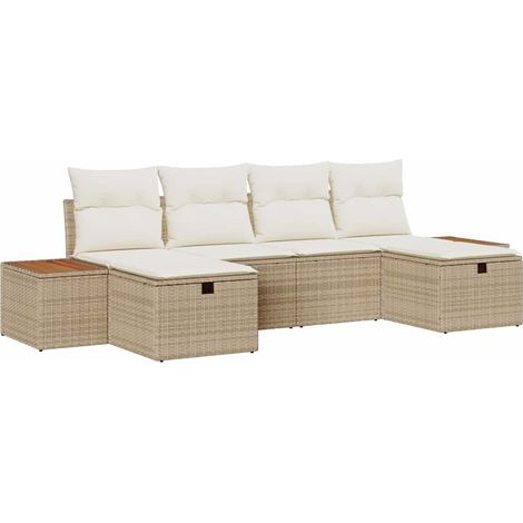 Garden Sofa Set 6 pcs Beige Poly Rattan vidaXL (1/5)