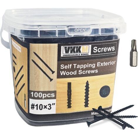 Black Slotted Deck Screws, 100PCS 103 - Strong Fixing Boards, Deck/Fence, Anti-Corrosion, For Professionals & DIYers (1/5)