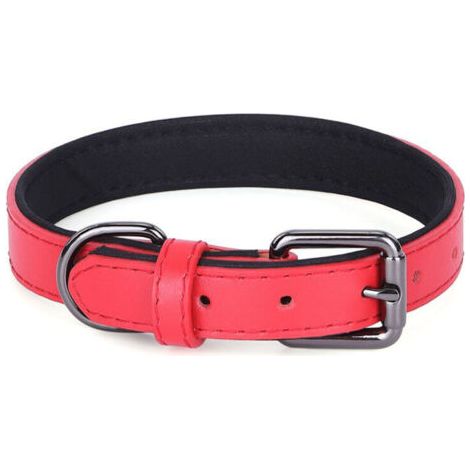 Pair Collier pour chien rouge, en cuir souple rembourré et respirant - 2.040cm (1/3)