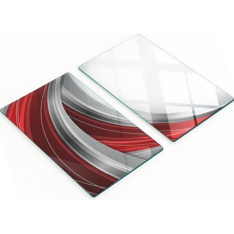 Tablas de cortar decorativas de vidrio para cocina con fondo gr谩fico de ondas, 2x30x52 cm.
